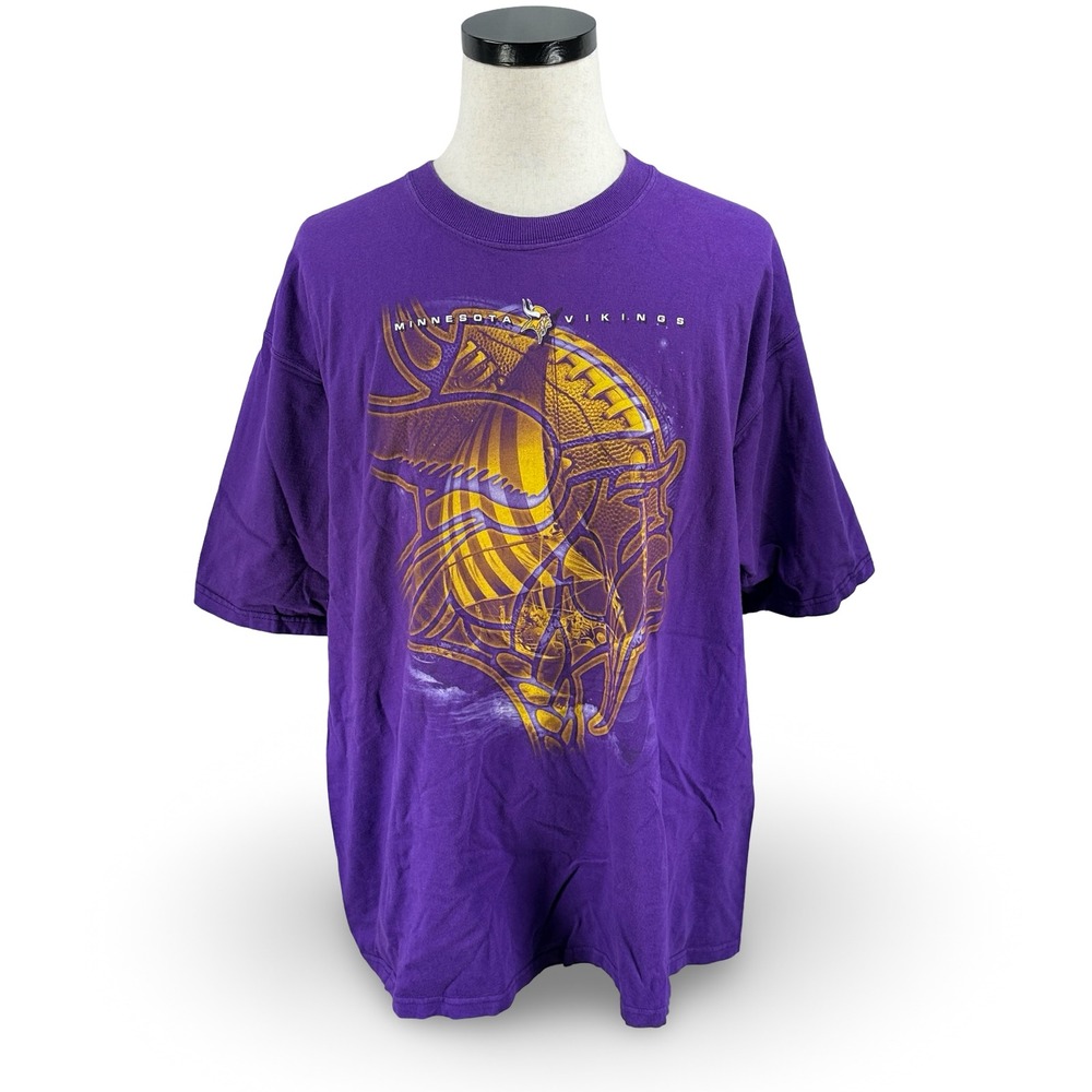 Vintage Pro Player Minnesota Vikings NFL Graphic T-Shirt Mens XXL Purple Gold